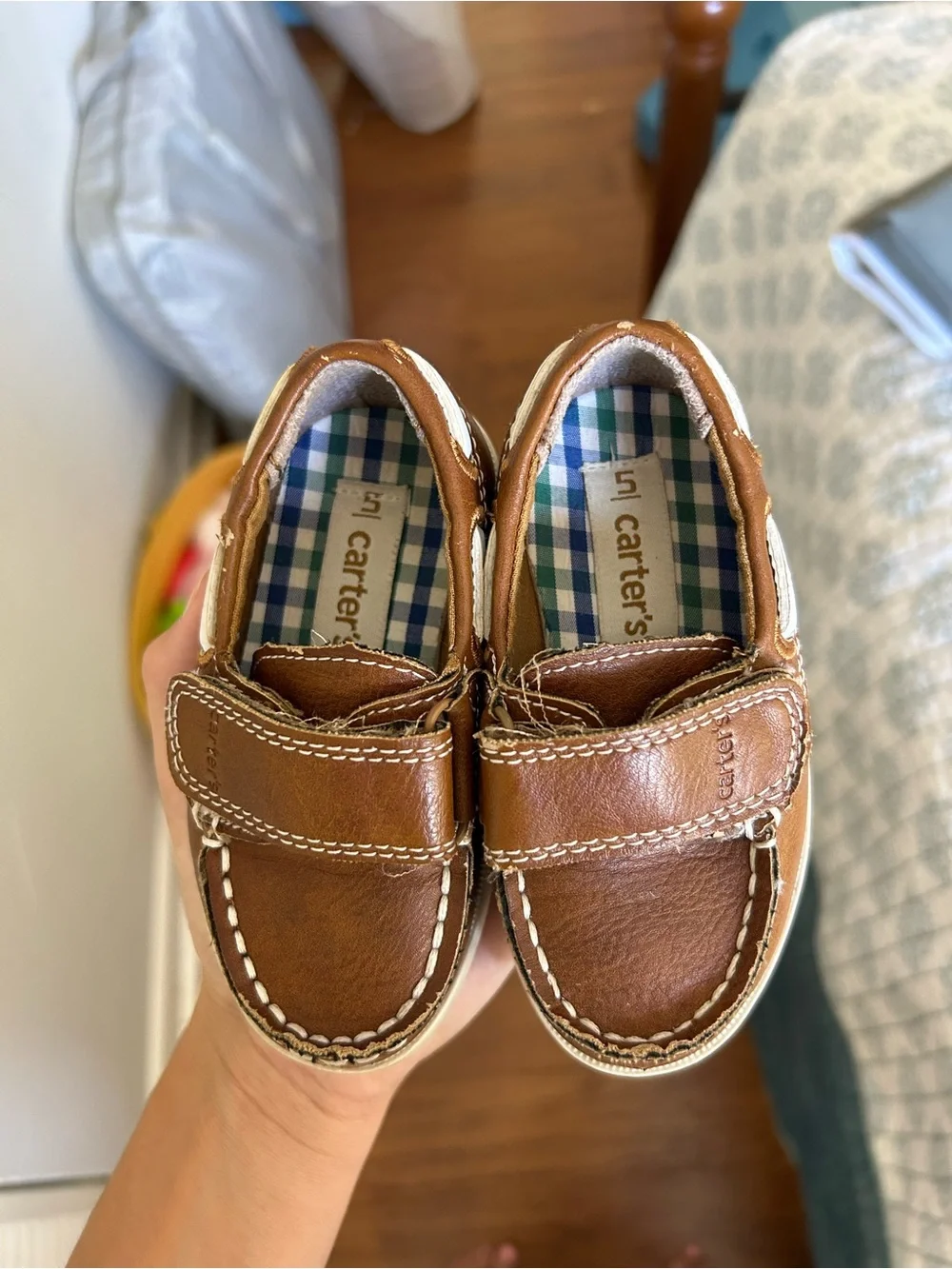 Toddler Boy Brown Leather Boat Shoes - Classic Slip-On Style Dressy Carters Fall